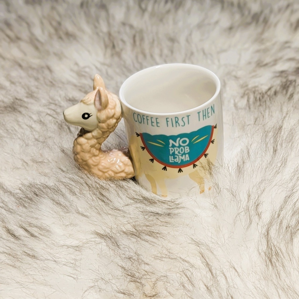 infloatables Llama Drinkware Mug 3D Design 12 oz COFFEE FIRST THEN NO PROB LLAMA